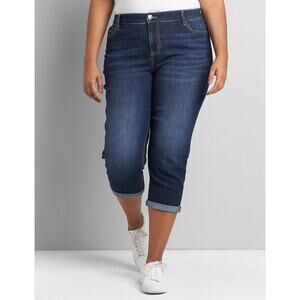 Lane Bryant Signature Fit Mid Rise Boyfriend Capri Jeans Dark Wash Blue Size 20